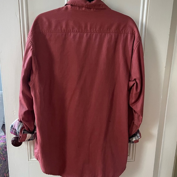 LL Bean red button up, flannel-lined - Picture 4 of 4